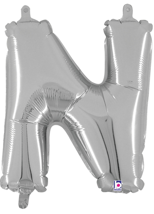14in Betallic Air-Filled Silver Letter N Balloon - Joker Party Supply
