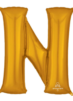 34in Anagram Gold Letter N Balloon - Joker Party Supply