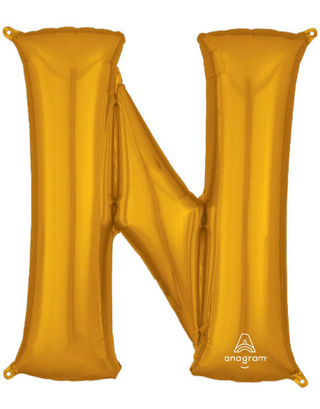 34in Anagram Gold Letter N Balloon - Joker Party Supply