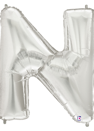 34in Betallic Silver Letter N Megaloons - Joker Party Supply