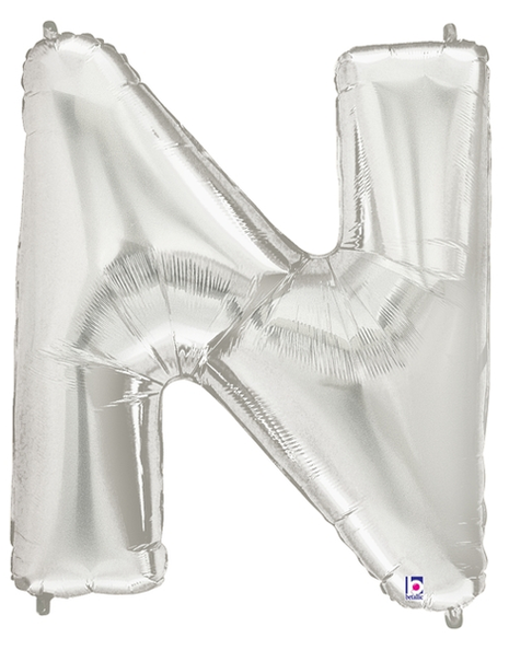 34in Betallic Silver Letter N Megaloons - Joker Party Supply