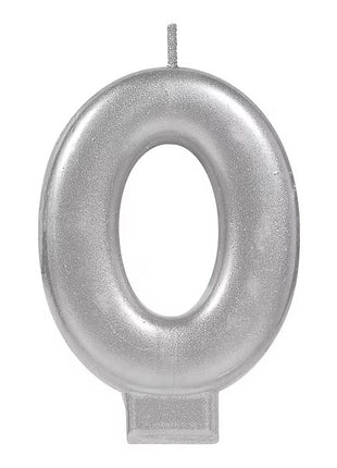 Silver Number 0 Candle