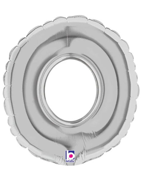 7in Betallic Air-Filled Silver Number 0 Balloon