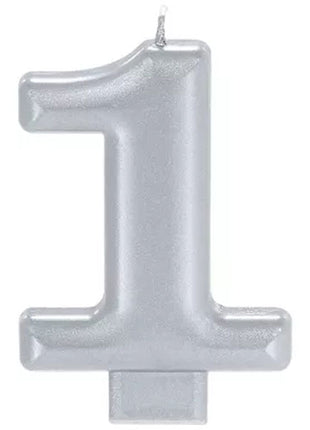 Silver Number 1 Candle