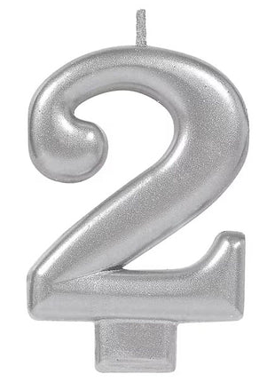 Silver Number 2 Candle
