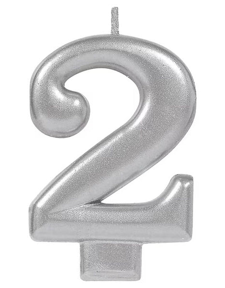 Silver Number 2 Candle