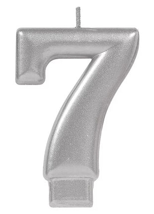Silver Number 7 Candle