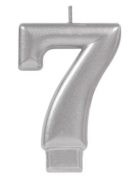 Silver Number 7 Candle