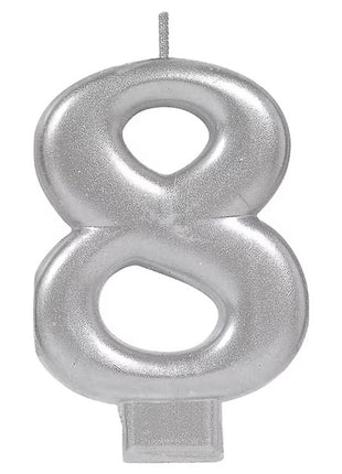 Silver Number 8 Candle