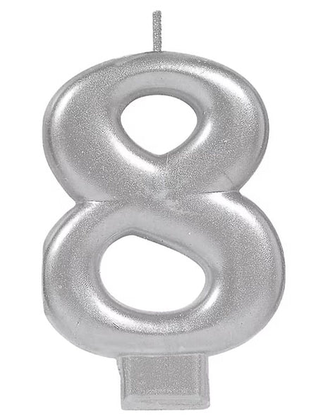 Silver Number 8 Candle