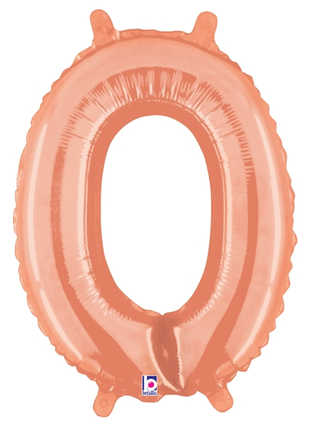 14in Betallic Air-Filled Rose Gold Letter O Balloon - Joker Party Supply