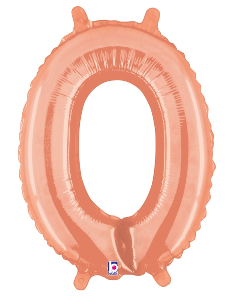 14in Betallic Air-Filled Rose Gold Letter O Balloon - Joker Party Supply