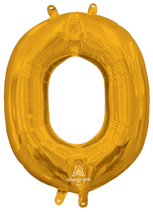 16in Anagram Air-Filled Gold Letter O Balloon - Joker Party Supply