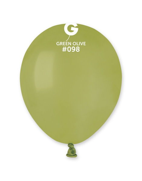 5in Gemar Standard Olive Balloons 100 #098 - Joker Party Supply