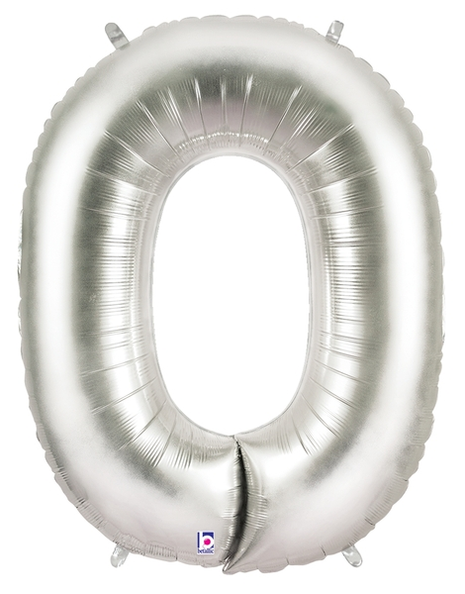 34in Betallic Silver Letter O Megaloons - Joker Party Supply