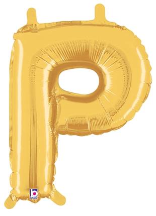 14in Betallic Air-Filled Gold Letter P Balloon - Joker Party Supply