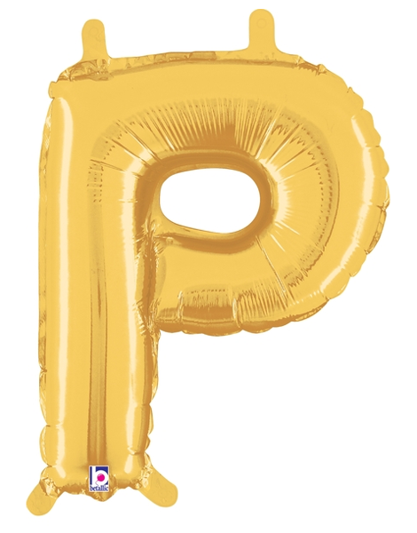 14in Betallic Air-Filled Gold Letter P Balloon - Joker Party Supply