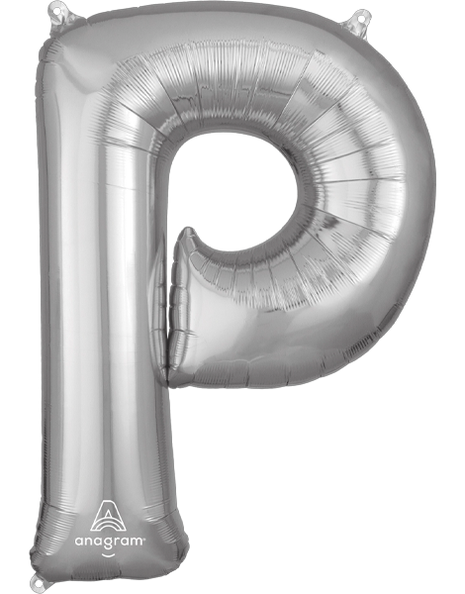34in Anagram Silver Letter P Balloon - Joker Party Supply