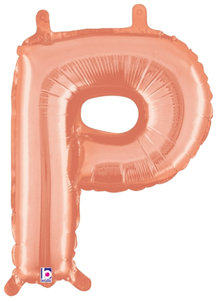 14in Betallic Air-Filled Rose Gold Letter P Balloon - Joker Party Supply