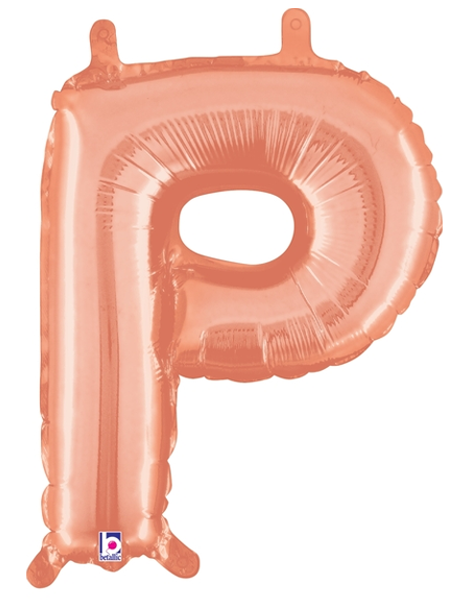 14in Betallic Air-Filled Rose Gold Letter P Balloon - Joker Party Supply