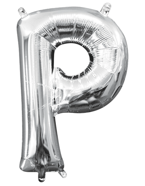 16in Anagram Air-Filled Silver Letter P Balloon - Joker Party Supply