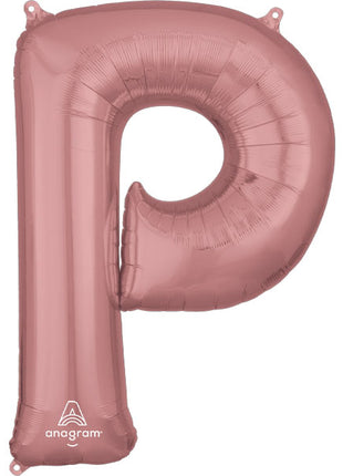 34in Anagram Rose Gold Letter P Balloon - Joker Party Supply