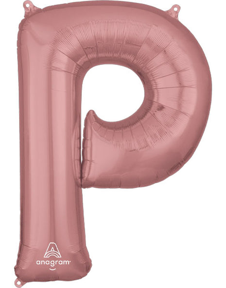34in Anagram Rose Gold Letter P Balloon - Joker Party Supply