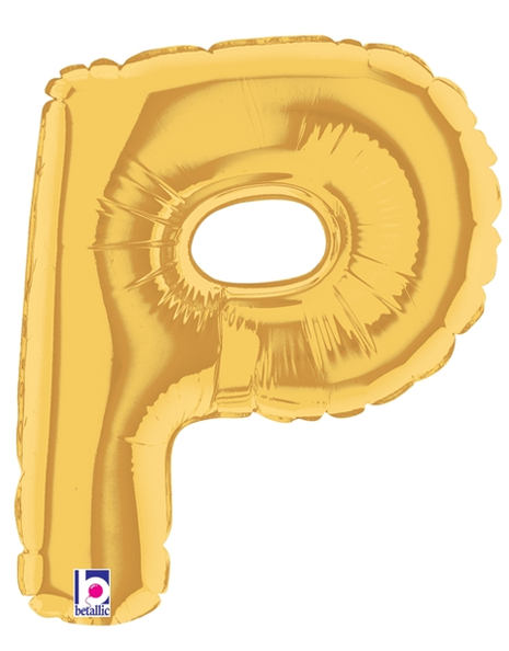 34in Betallic Gold Letter P Megaloons - Joker Party Supply