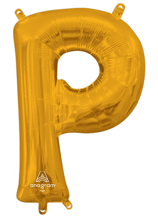 16in Anagram Air-Filled Gold Letter P Balloon - Joker Party Supply