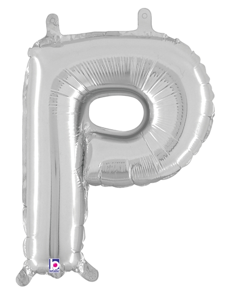 14in Betallic Air-Filled Silver Letter P Balloon - Joker Party Supply