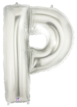 34in Betallic Silver Letter P Megaloons - Joker Party Supply