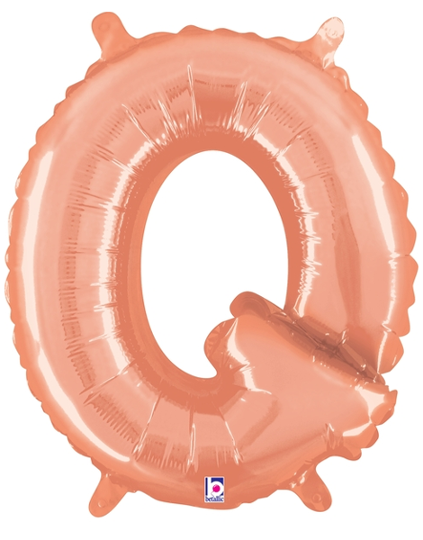 14in Betallic Air-Filled Rose Gold Letter Q Balloon - Joker Party Supply