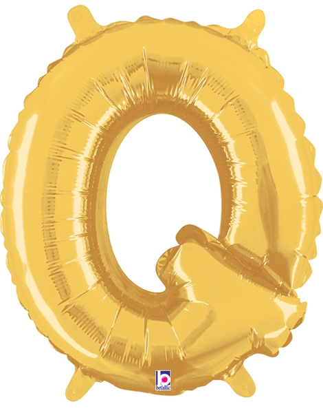 14in Betallic Air-Filled Gold Letter Q Balloon - Joker Party Supply