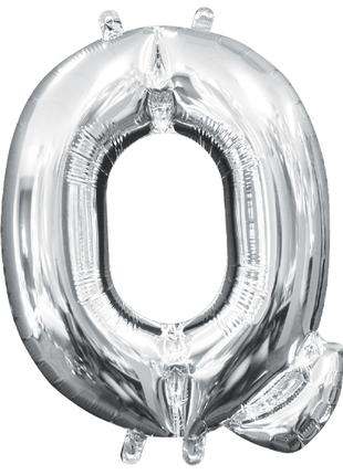 16in Anagram Air-Filled Silver Letter Q Balloon - Joker Party Supply