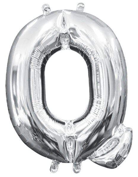 16in Anagram Air-Filled Silver Letter Q Balloon - Joker Party Supply