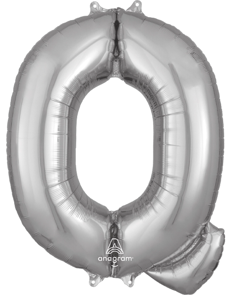34in Anagram Silver Letter Q Balloon - Joker Party Supply