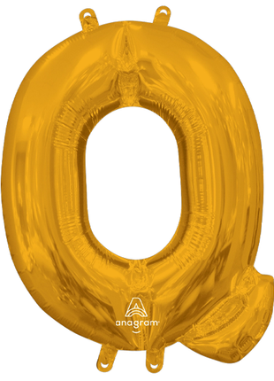 16in Anagram Air-Filled Gold Letter Q Balloon - Joker Party Supply
