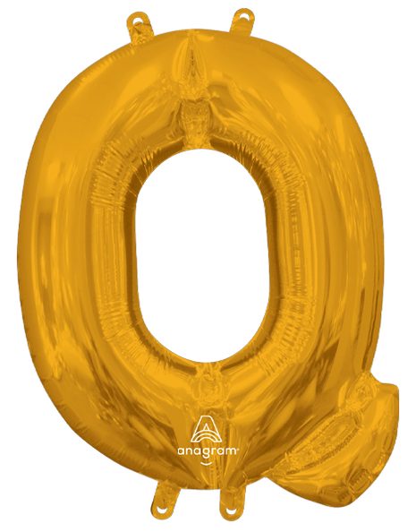 16in Anagram Air-Filled Gold Letter Q Balloon - Joker Party Supply