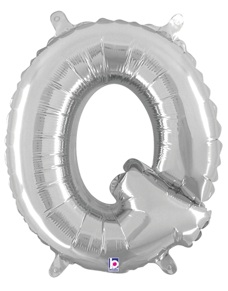 14in Betallic Air-Filled Silver Letter Q Balloon - Joker Party Supply