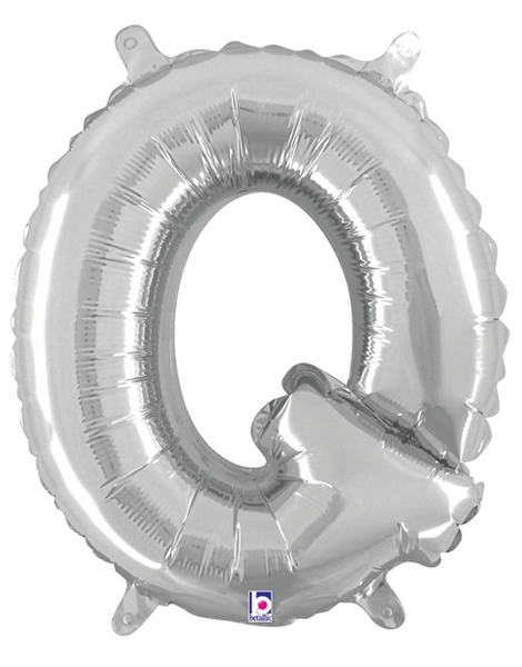 14in Betallic Air-Filled Silver Letter Q Balloon - Joker Party Supply