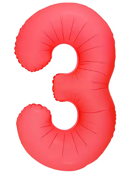Globo número 3 rojo neón DecoChamp de 34 pulgadas