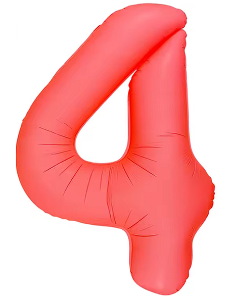 Globo número 4 rojo neón DecoChamp de 34 pulgadas