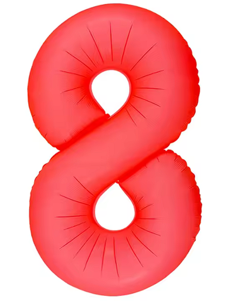 Globo número 8 rojo neón DecoChamp de 34 pulgadas