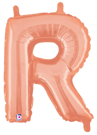 14in Betallic Air-Filled Rose Gold Letter R Balloon - Joker Party Supply