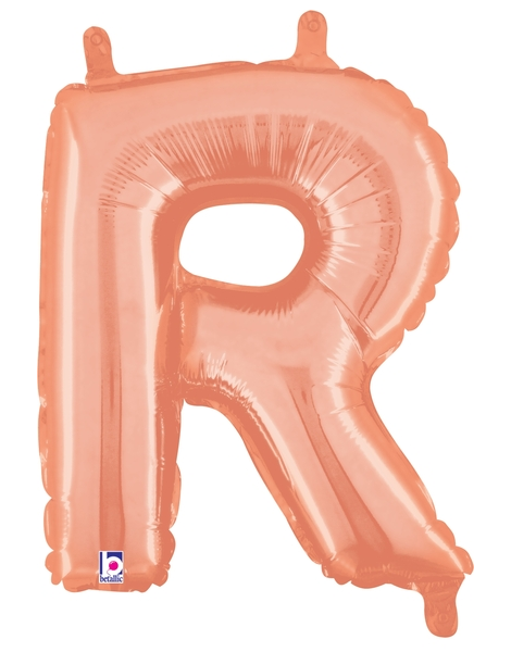 14in Betallic Air-Filled Rose Gold Letter R Balloon - Joker Party Supply