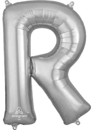 34in Anagram Silver Letter R Balloon - Joker Party Supply