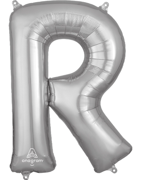 34in Anagram Silver Letter R Balloon - Joker Party Supply