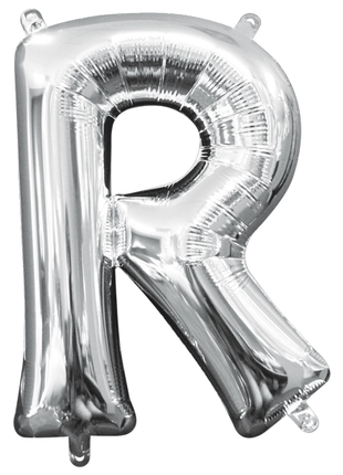 16in Anagram Air-Filled Silver Letter R Balloon - Joker Party Supply