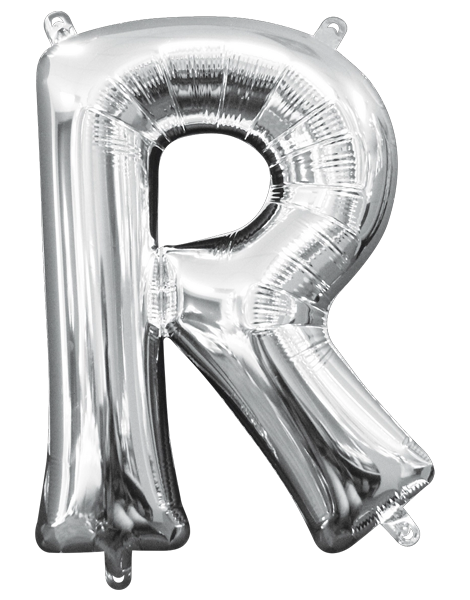 16in Anagram Air-Filled Silver Letter R Balloon - Joker Party Supply