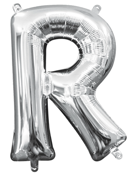 16in Anagram Air-Filled Silver Letter R Balloon - Joker Party Supply